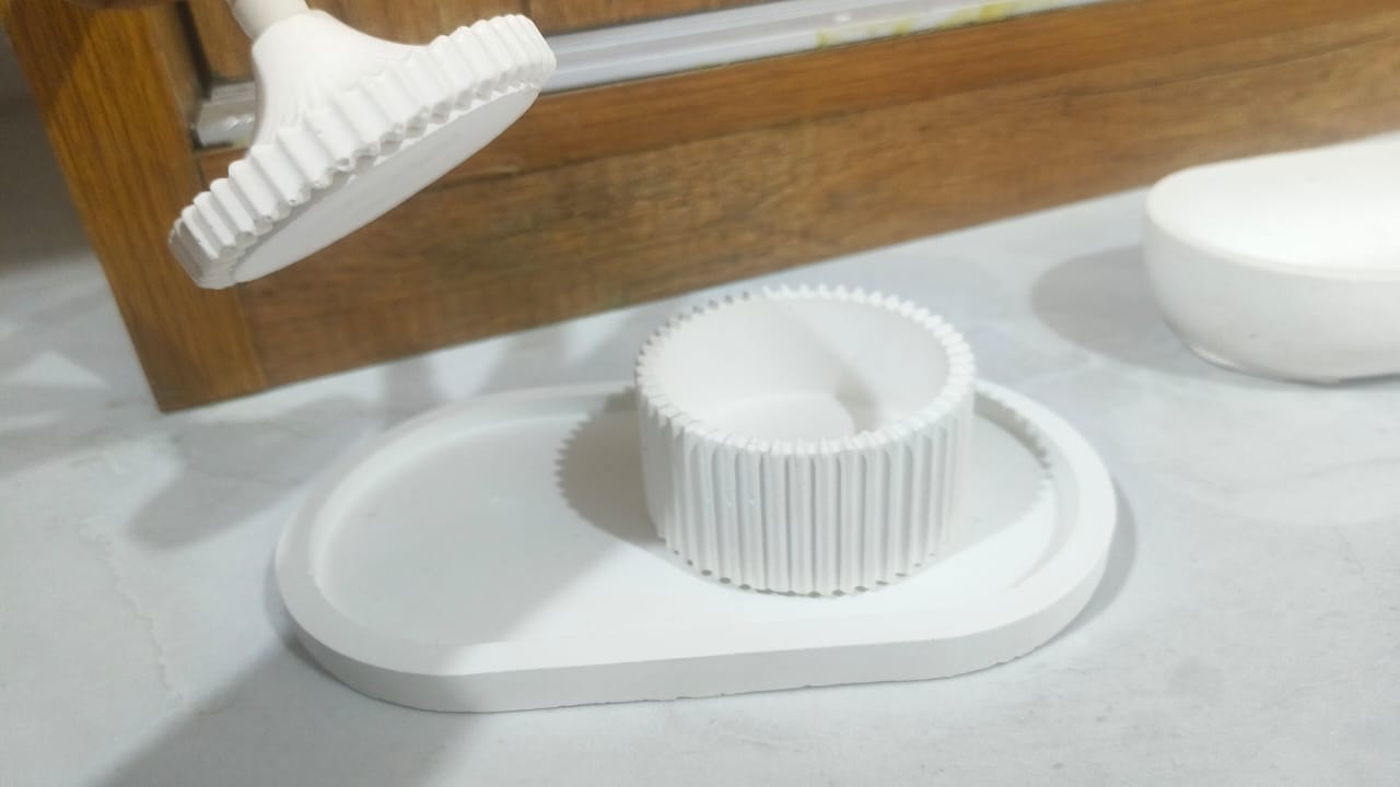 Ripple Cement Jar & Tray Set