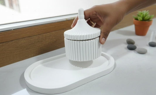 Ripple Cement Jar & Tray Set