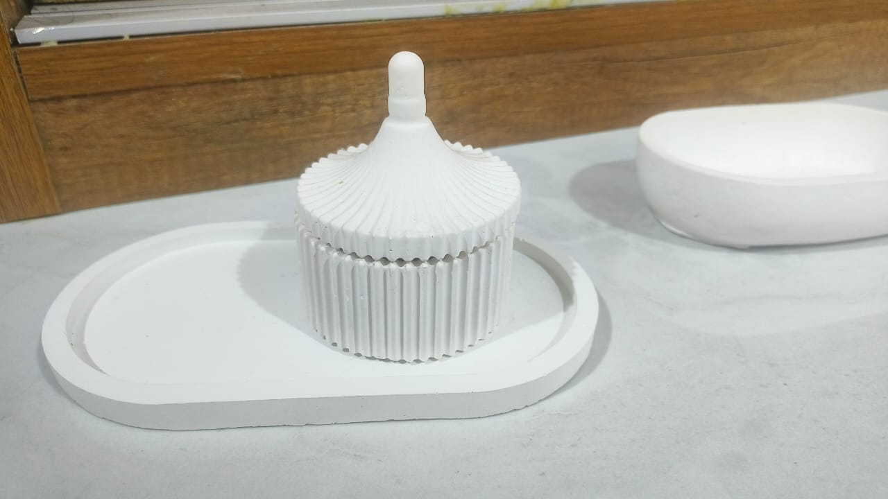 Ripple Cement Jar & Tray Set
